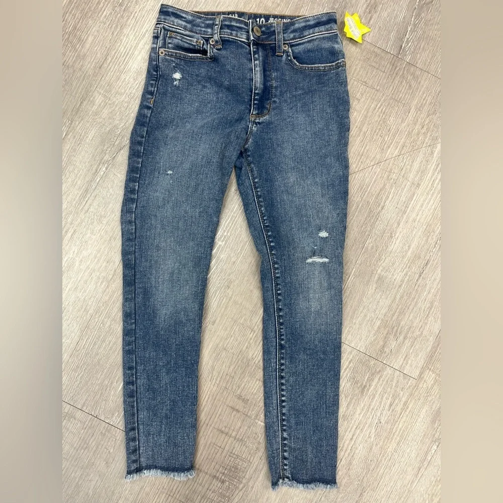 Gap Kids sz 10 Jegging Ankle High Rise Distressed Blue Jeans